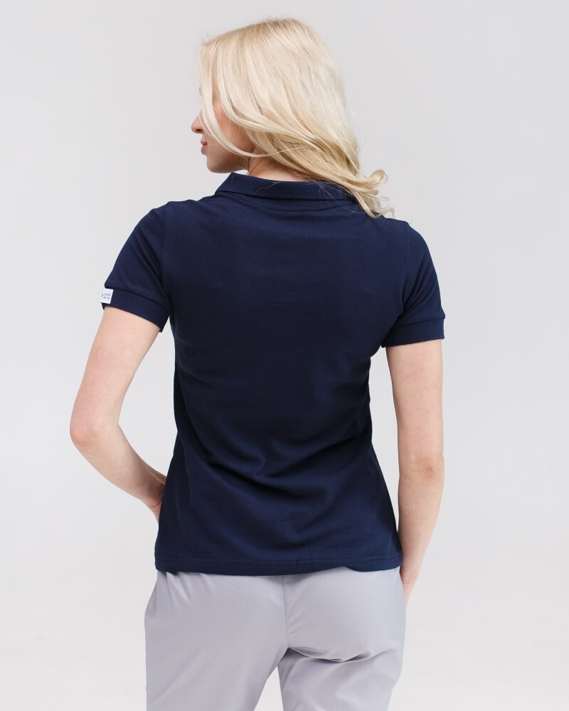 Medical Polo for women blue embroidered Lips 147-322-635 (6613389) фото 3
