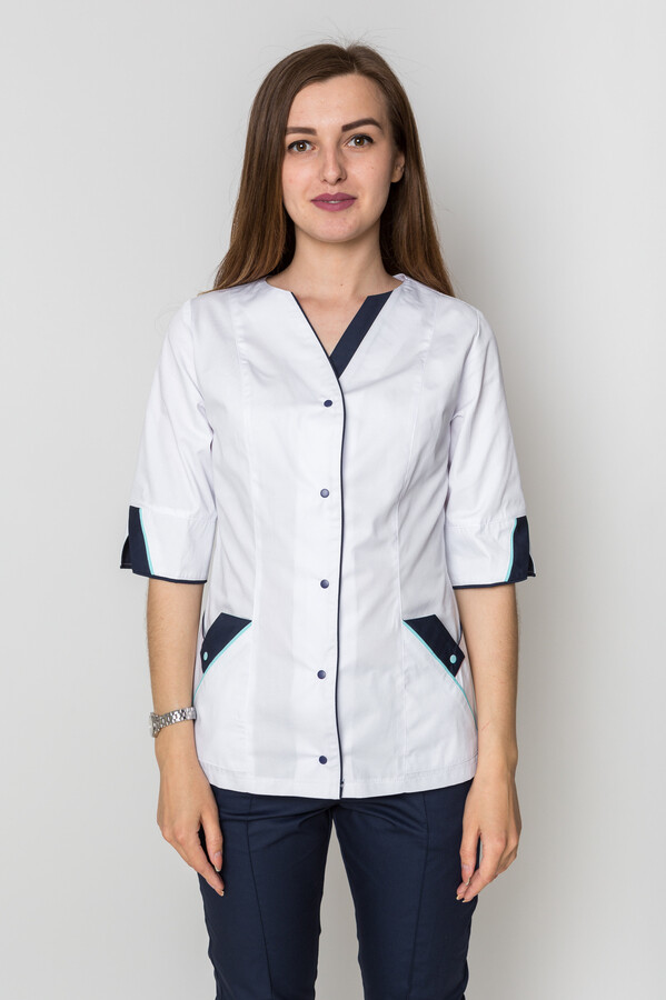 Christina+Br. skinny suit. COTTON. White / navy blue (5410107) фото 8