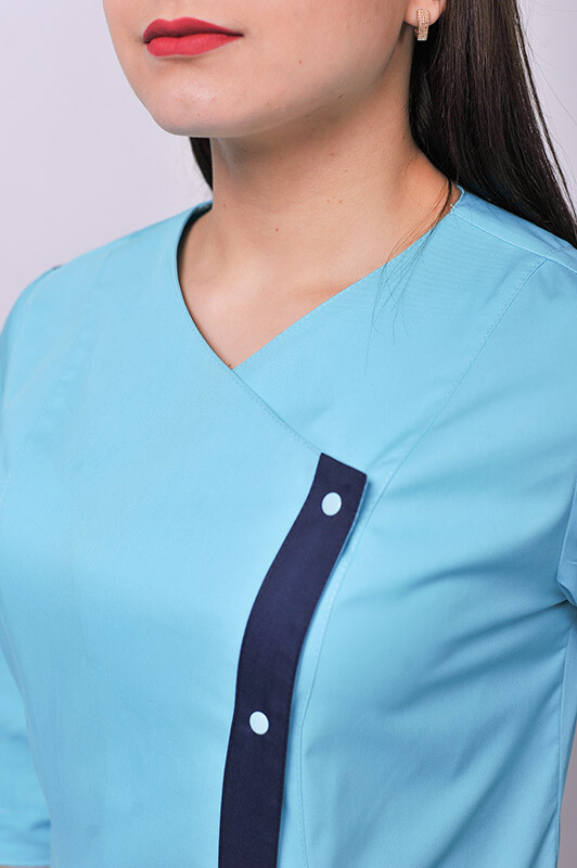 Костюм медицинский Клеопатра+ Бр. зауженные. COTTON. Ментол / темно-синий (544638) фото 3
