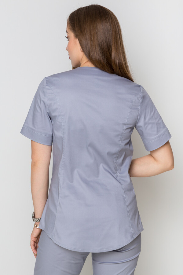 Костюм медицинский Ева-стрейч+ Брюки 7/8 Стрейчевый COTTON. Дым (5410080) фото 8