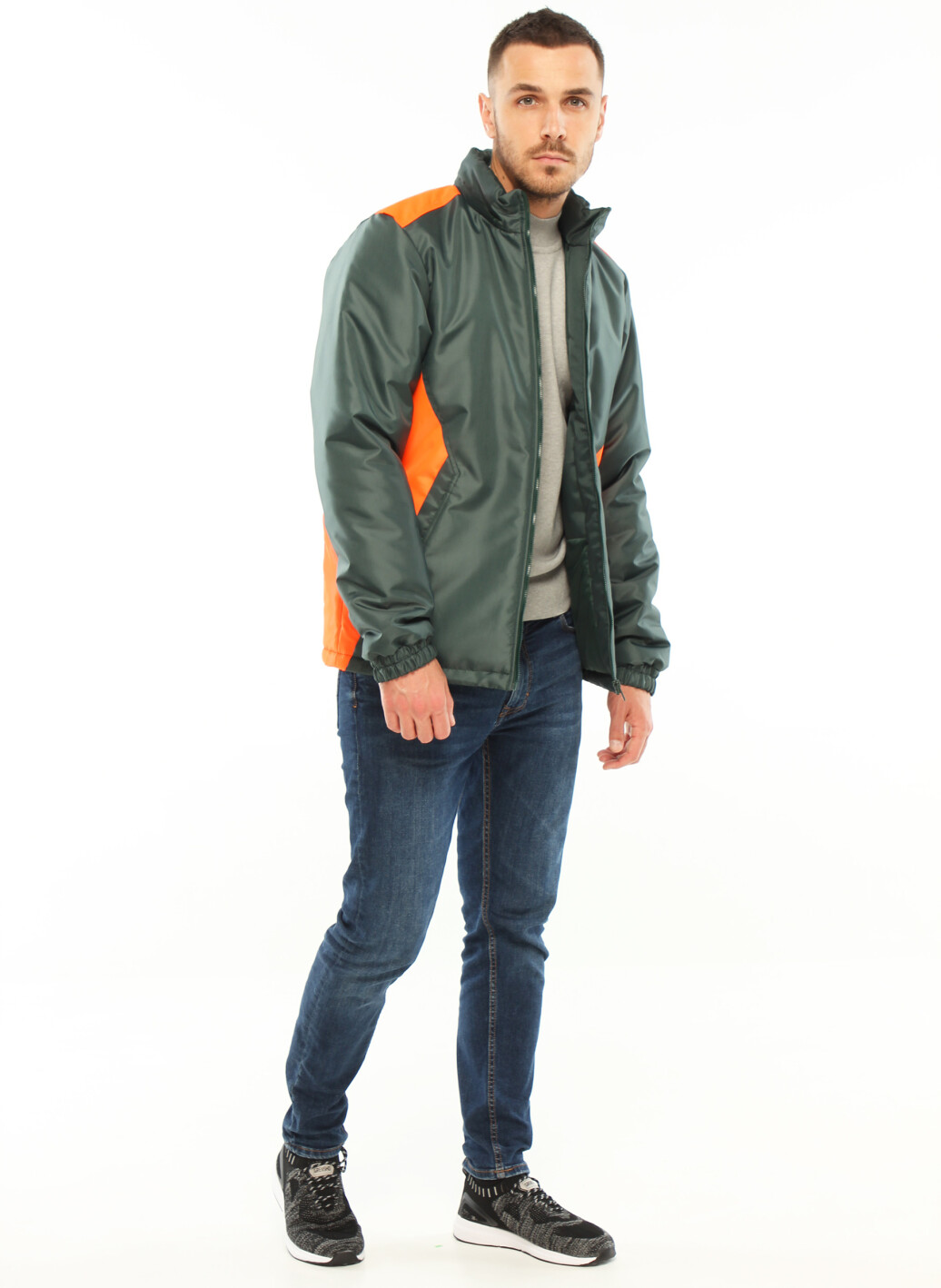 Demi-season jacket - green with orange (180027) фото 1