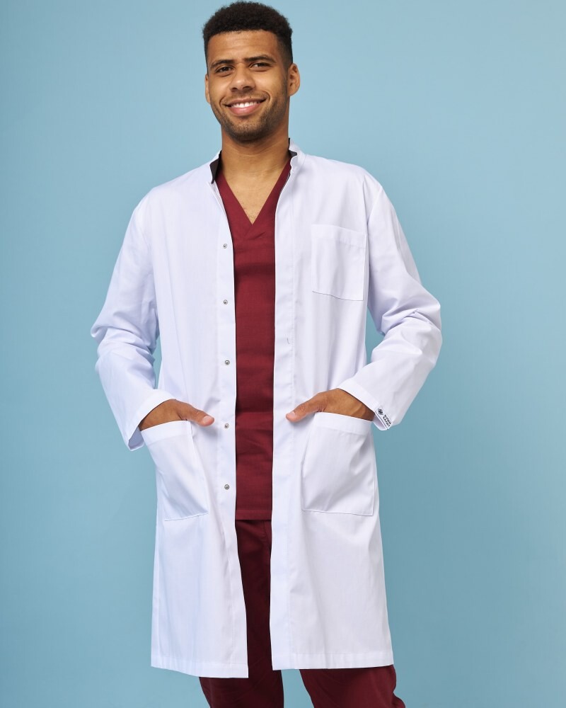 Medical coat for men Amsterdam white-gray 154-366-679 / 154-366-755 (6613822) фото 12