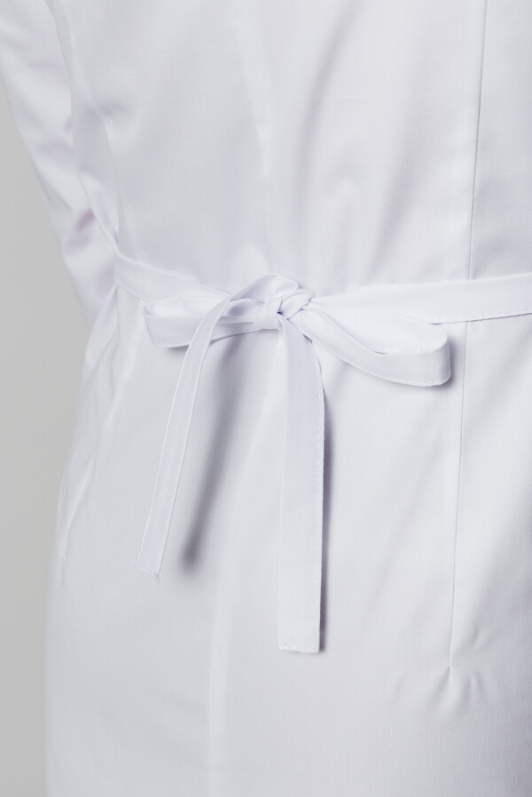 Женский медицинский халат Лилия. COTTON. Белый + розовый + пепельная роза (кант) (5411152) фото 10