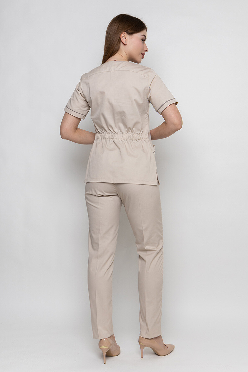 Костюм женский медицинский Моник зауженные брюки. Крем (5436957) фото 3