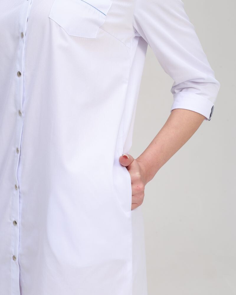 Medical gown women's Manhattan white-blue 157-372-679 (6613596) фото 4