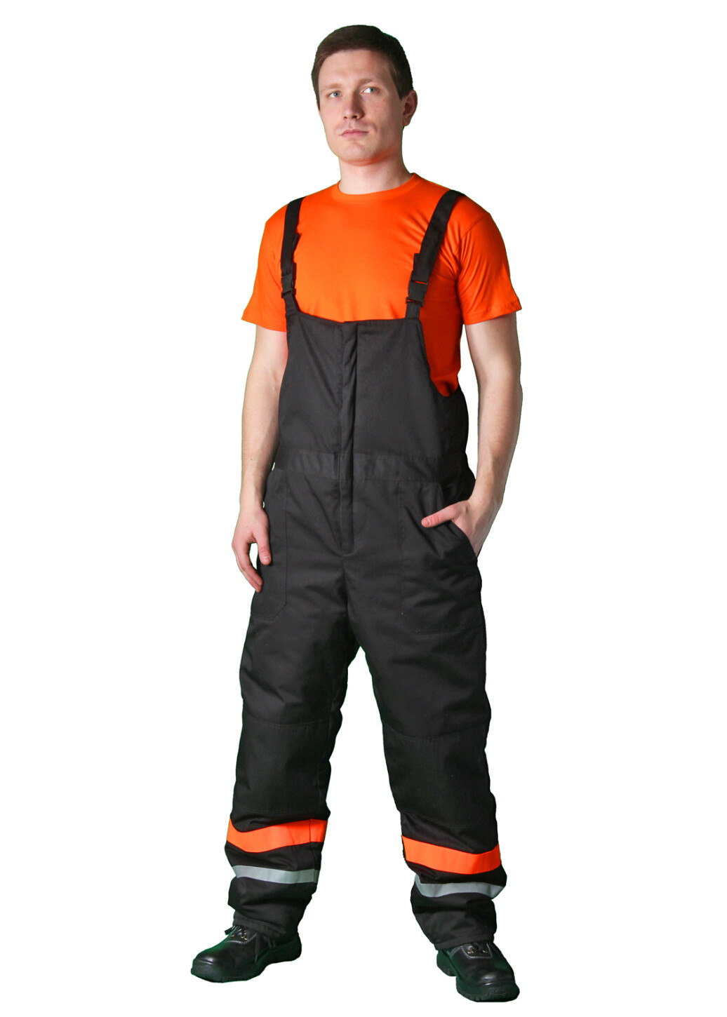 Warm jump suit black with reflective stripe (220018) фото 1