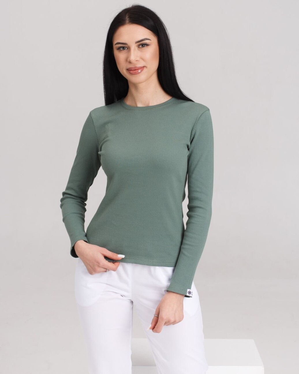 Women's Medical Longsleeve in welted dark olive 392-483-901 (6613458) фото 3