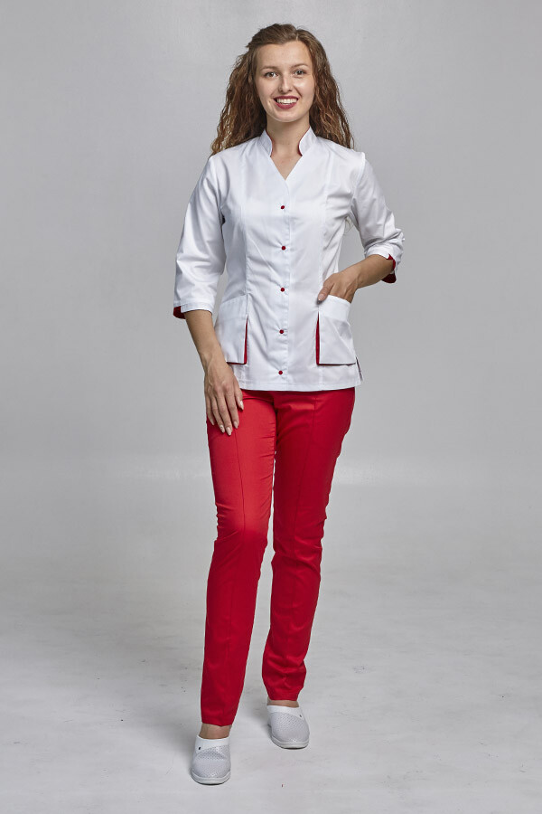 Diana+Br. skinny suit. COTTON. White / red (544663) фото 1
