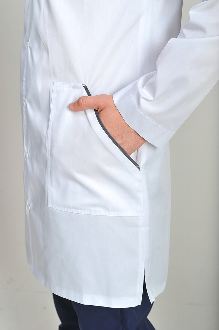 Medical gown for men Classic white / asphalt (544828) фото 3