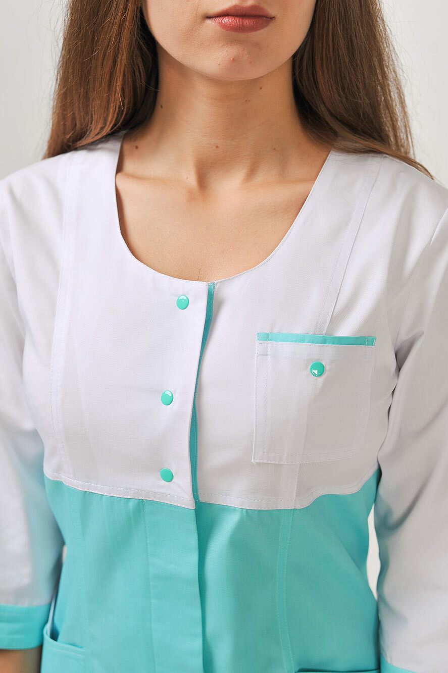 Халат медицинский Фламинго. COTTON. Белый / ментол (544787) фото 5