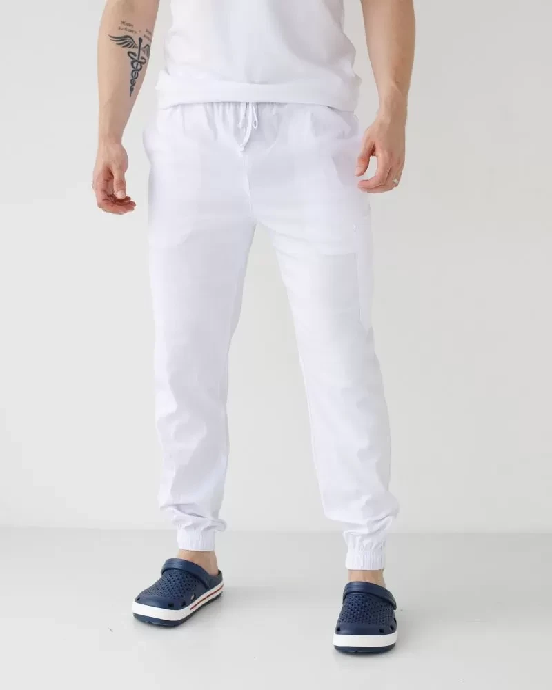 Medical pants men's stretch joggers white 504-324-730 (6637782) фото 1