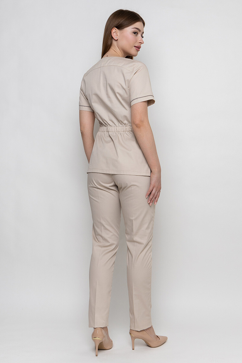 Костюм женский медицинский Моник зауженные брюки. Крем (5436957) фото 4