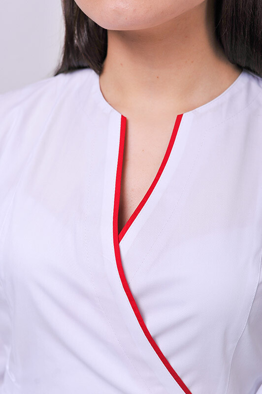 Dressing gown Venice. COTTON. White + red (trim) (544764) фото 3