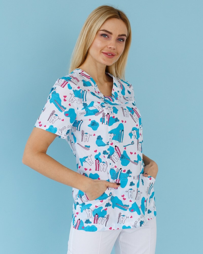 Medical Shirt Women's Topaz Print Teeth Smile 126-324-626 (6613511) фото 1