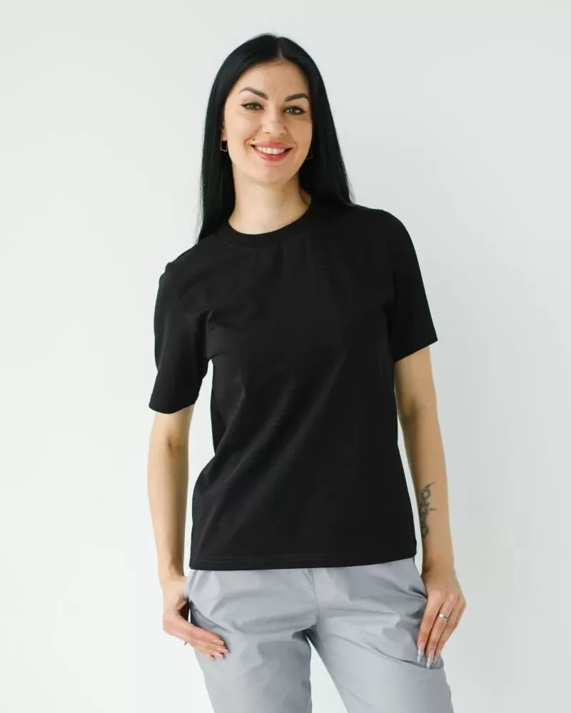Medical basic T-shirt for women black 498-321-924 (6637744) фото 1