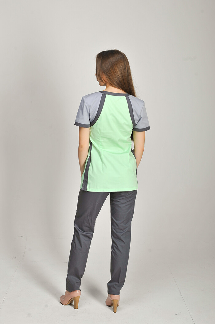 Костюм медицинский Колибри+ Бр. зауженные. COTTON. Салат / дым / асфальт (544654) фото 3