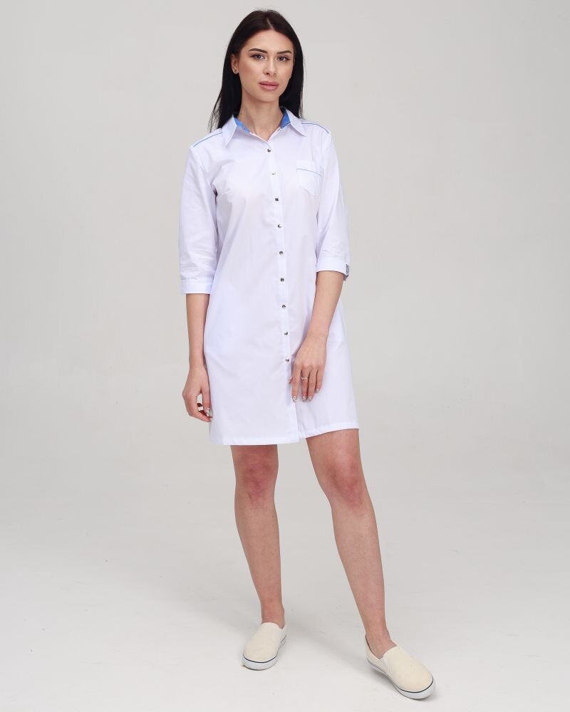 Medical gown women's Manhattan white-blue 157-372-679 (6613596) фото 5