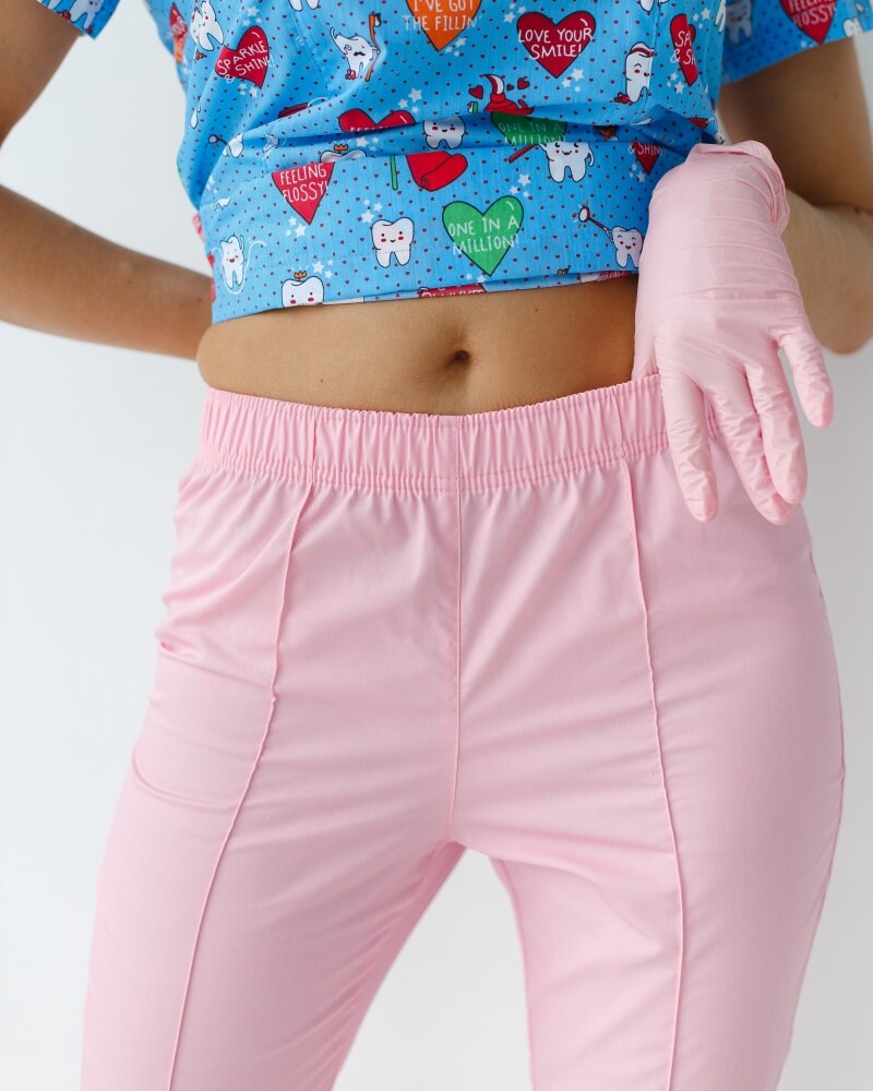 Медицинский костюм с принтом женский Топаз Teeth blue/pink 138-376-619 (6613251) фото 6
