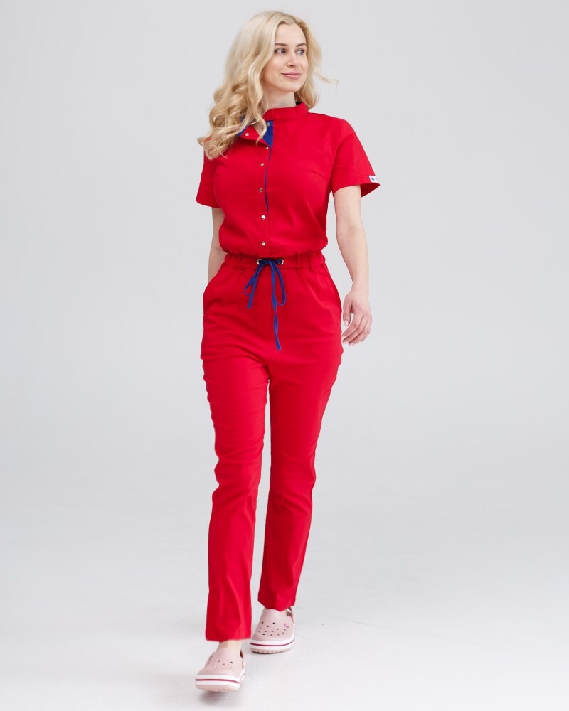 Medical coveralls women's Dallas red with blue stitching 127-339-715 (6613210) фото 7