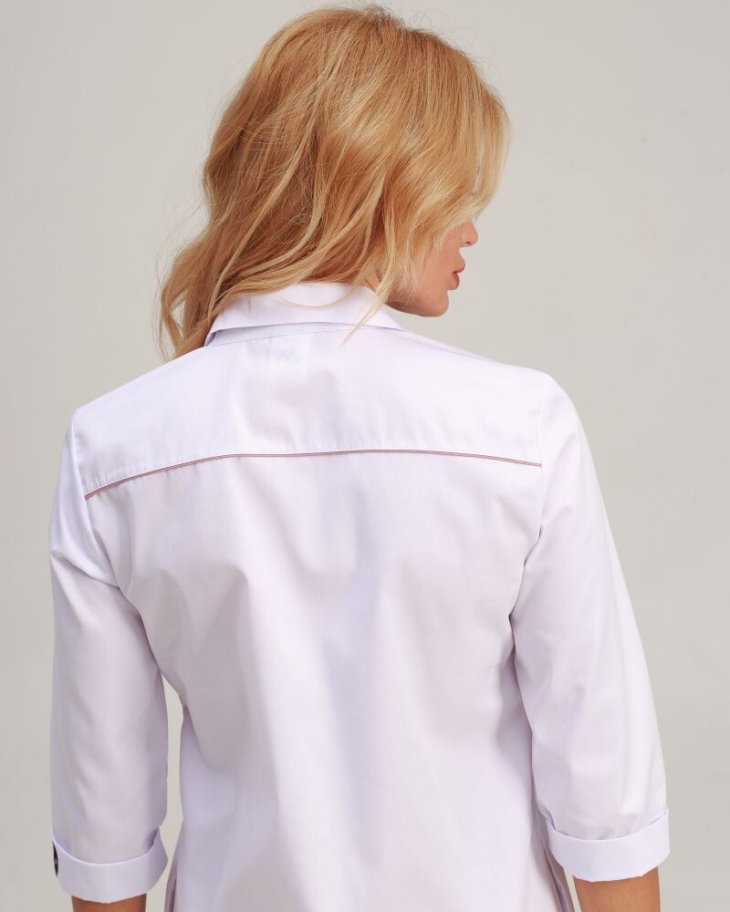 Medical gown women's Manhattan white with ash pink 157-481-679 (6613599) фото 6