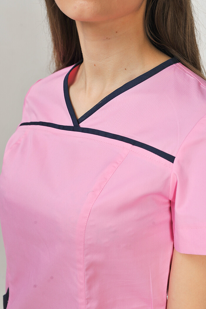 Костюм медицинский И-30+ Бр. зауженные. COTTON. Розовый / темно-синий (544656) фото 6