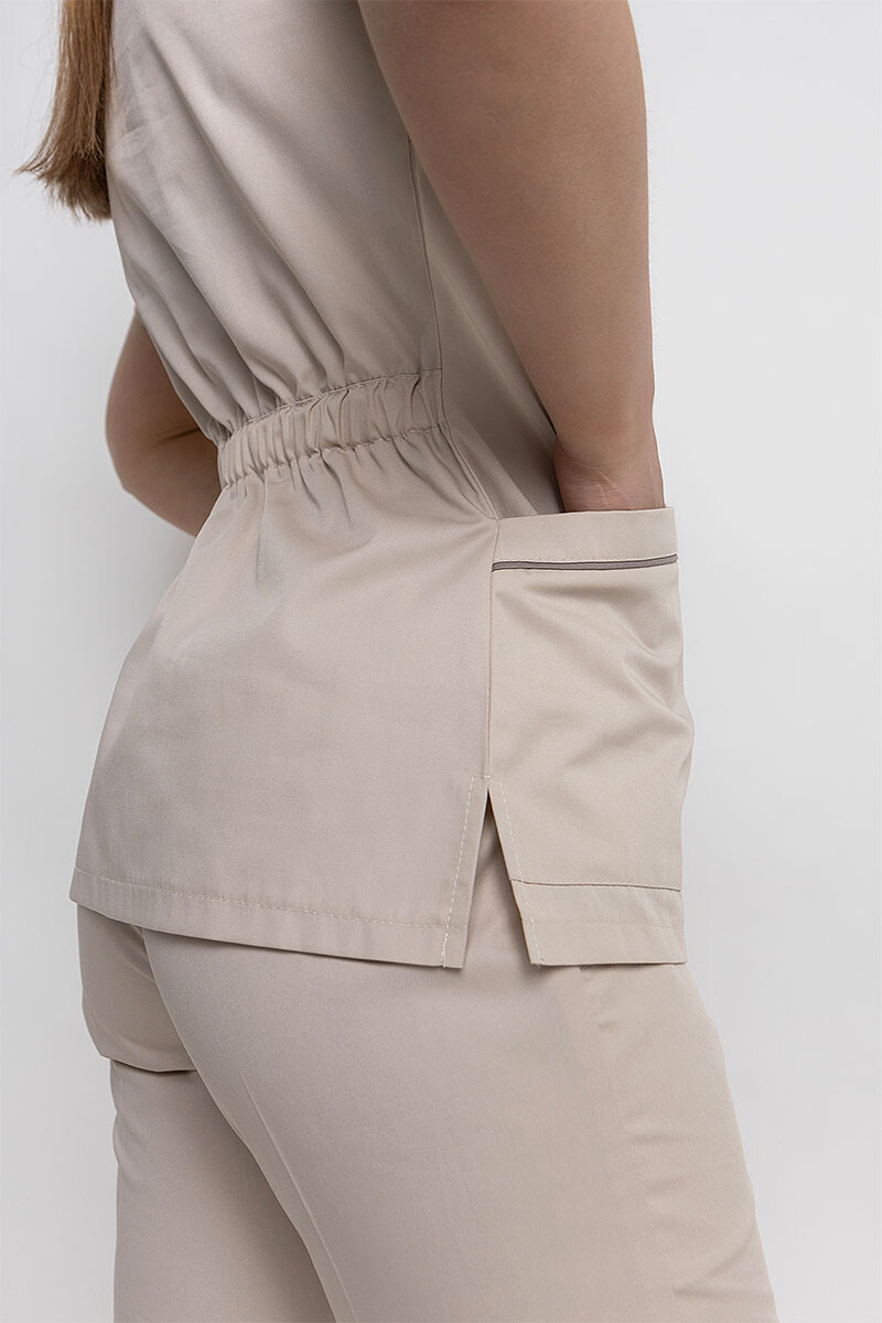 Костюм женский медицинский Моник зауженные брюки. Крем (5436957) фото 8