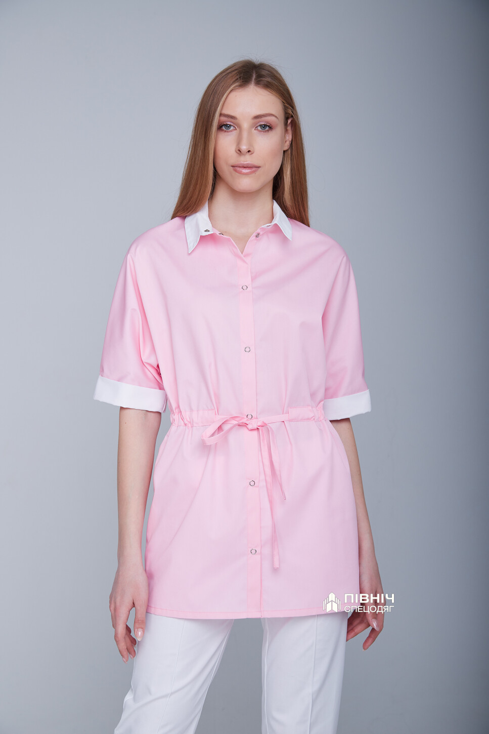 Women's medical blouse "Daria" pink (3399106) фото 14