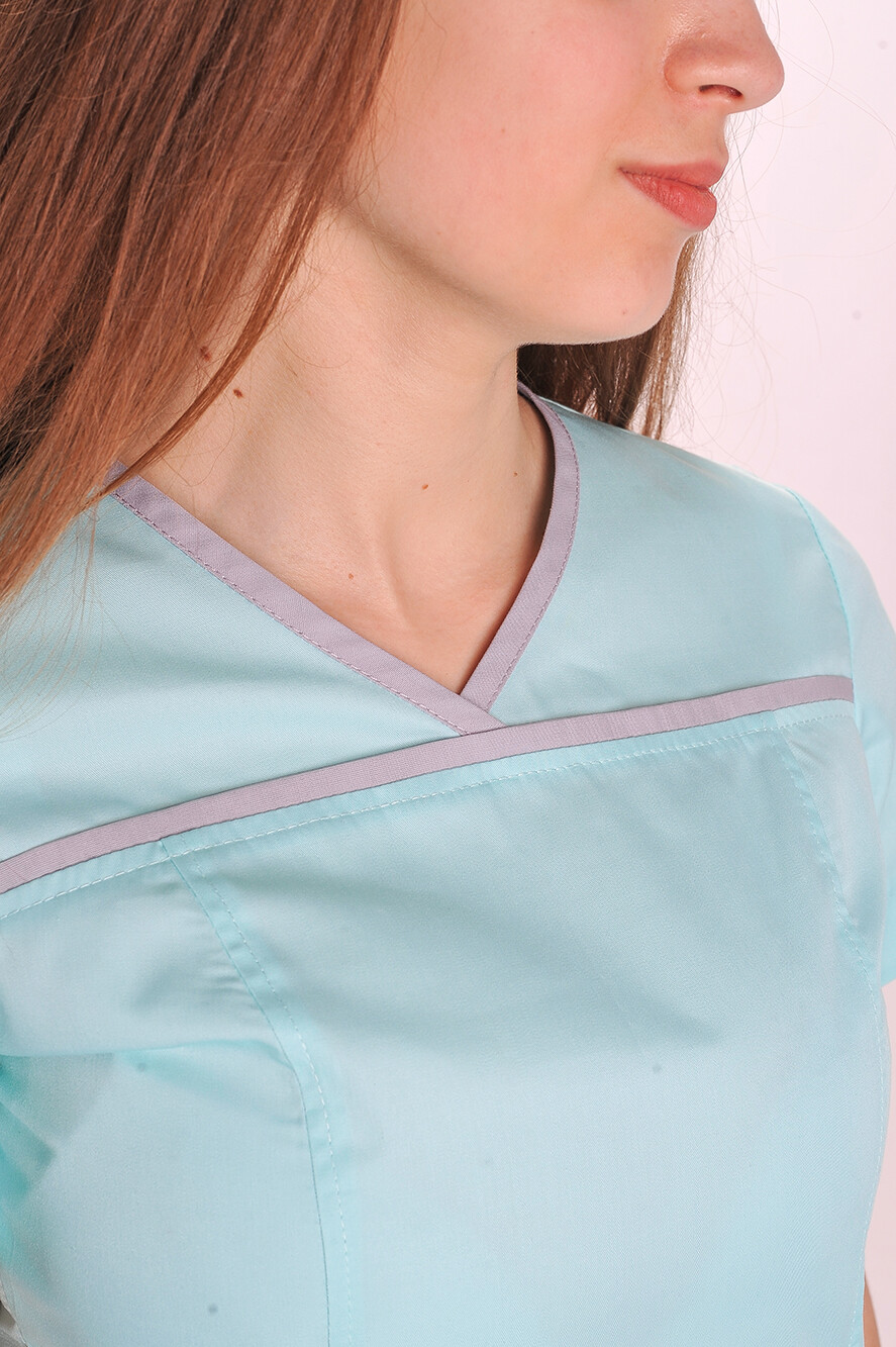 Костюм медицинский И-30+ Бр. зауженные. COTTON. Ментол / дым (544734) фото 7