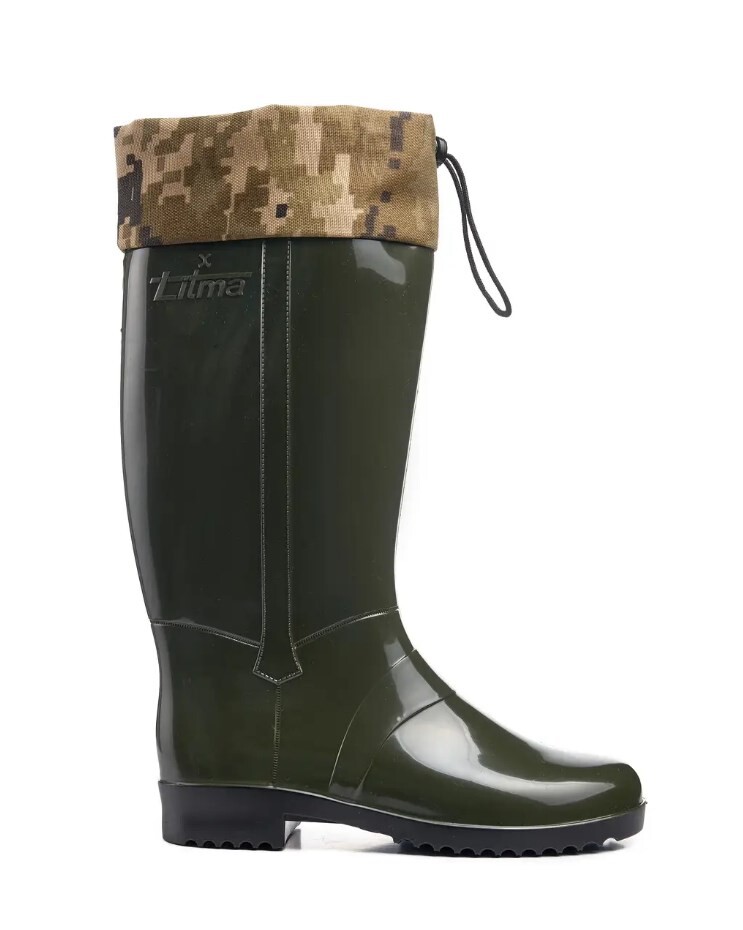 Women's rubber boots - khaki with pulls L-763-3-KH (222369) фото 2