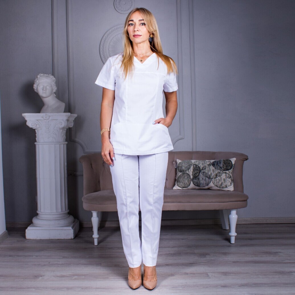 Medical trousers for women "Avicenna" white (534268) фото 2