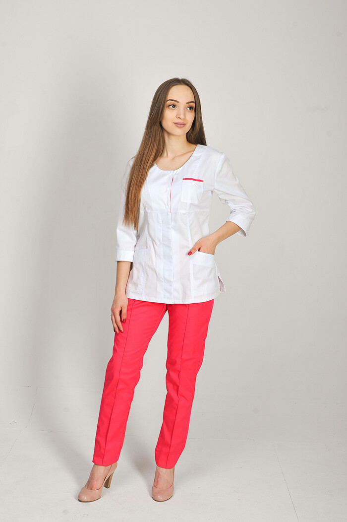 Flamingo+ Br. skinny suit. COTTON. White / coral (544647) фото 2
