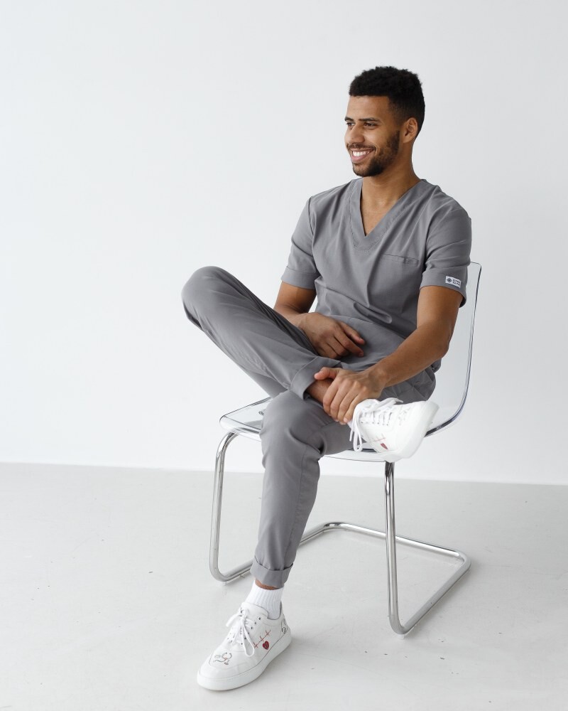 Медицинский костюм мужской Марсель серый 353-328-708 (6613701) фото 8