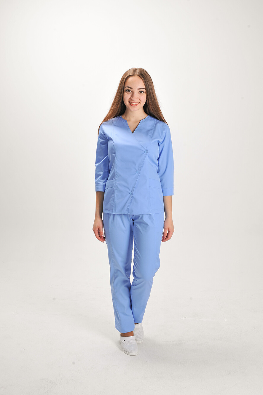 Костюм медицинский Стрелка+Бр. зауженные. COTTON. Голубой (544700) фото 1