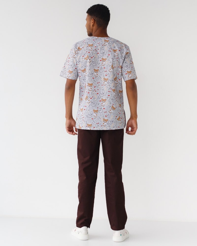 Medical suit with print for men Granite Bear gray/brown 131-373-711 (6613676) фото 3