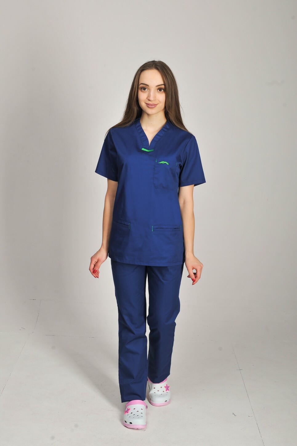 Костюм медичний Саманта+Бр. прямі. COTTON. Темно-синій із зеленим (оздоблення) (544643) фото 1
