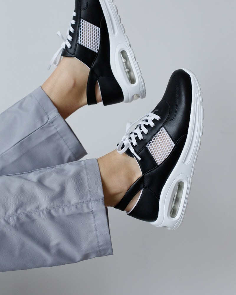 Обувь медицинская кроссовки с открытой пяткой black-white Air подошва 418-362-720 (6613147) фото 2