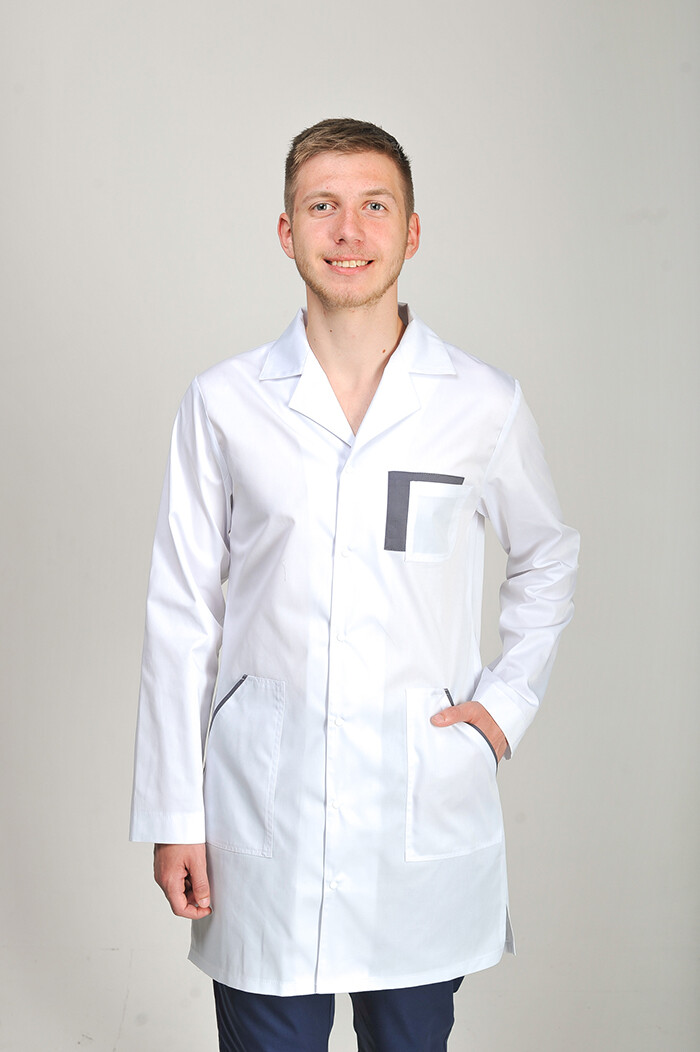 Medical gown for men Classic white / asphalt (544828) фото 1