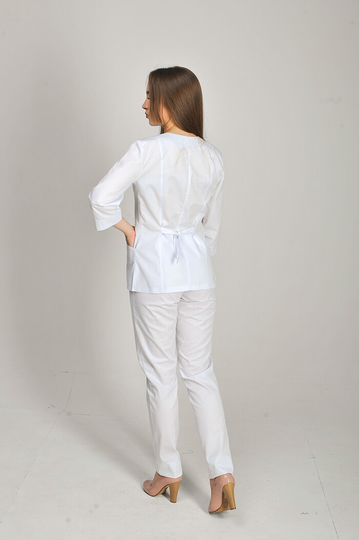 Костюм медицинский Стрелка+ Бр. зауженные. COTTON. Белый (544675) фото 4