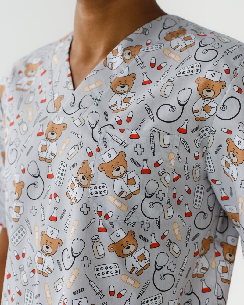 Medical suit with print for men Granite Bear gray/brown 131-373-711 (6613676) фото 4