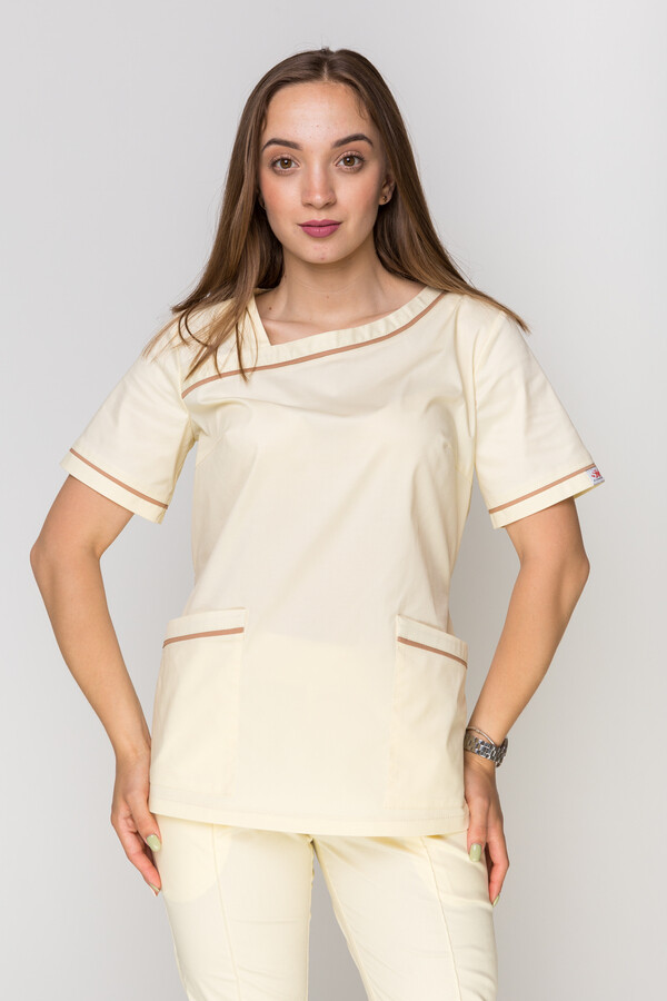 Костюм медичний Монік - стрейч. / Бр. завужені. Стрейчевий COTTON. Шампань (5410164) фото 13