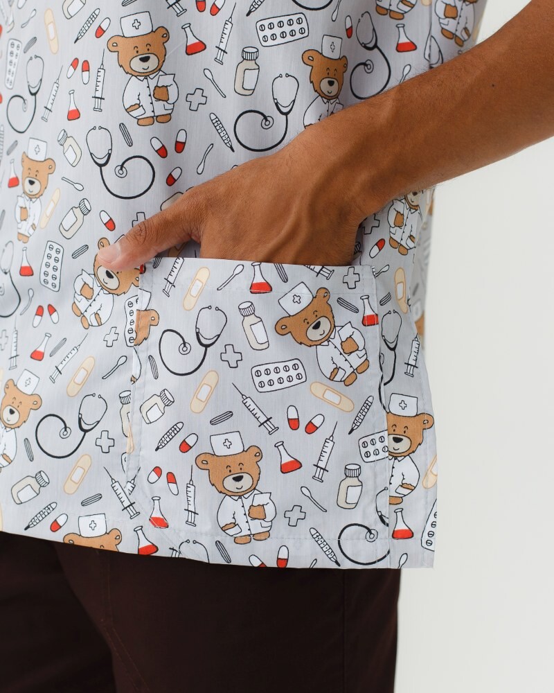 Medical suit with print for men Granite Bear gray/brown 131-373-711 (6613676) фото 6