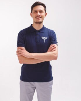 Medical polo men's blue embroidered Caduceus 148-322-836 (6613769) Medical polo men's blue embroidered Caduceus 148-322-836 (6613769) фото 1