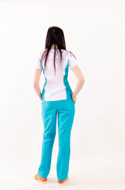 Women's medical suit "Arisha" white/mint 534203 (blouse 534233 + trousers 534234) Women's medical suit "Arisha" white/mint 534203 (blouse 534233 + trousers 534234) фото 3