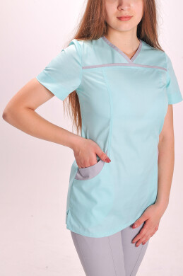 Костюм медицинский И-30+ Бр. зауженные. COTTON. Ментол / дым (544734) Костюм медицинский И-30+ Бр. зауженные. COTTON. Ментол / дым (544734) фото 2