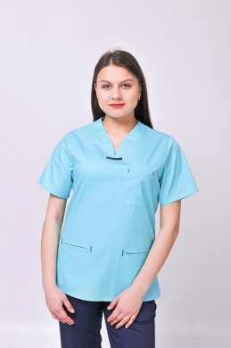 Костюм медицинский Саманта+Бр. прямые. COTTON. Ментол / темно-синий (544641) Костюм медицинский Саманта+Бр. прямые. COTTON. Ментол / темно-синий (544641) фото 4