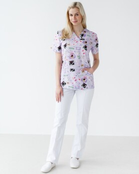 Медицинский костюм с принтом женский Топаз Laboratory white/purple 137-324-775  (6613277) Медицинский костюм с принтом женский Топаз Laboratory white/purple 137-324-775  (6613277) фото 7