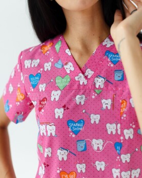 Медицинский костюм с принтом женский Топаз Teeth pink/blue 138-337-623 (6613256) Медицинский костюм с принтом женский Топаз Teeth pink/blue 138-337-623 (6613256) фото 4