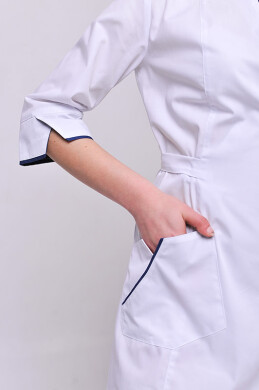 Dressing gown Venice. COTTON. White + navy blue (trim) (544765) Dressing gown Venice. COTTON. White + navy blue (trim) (544765) фото 9