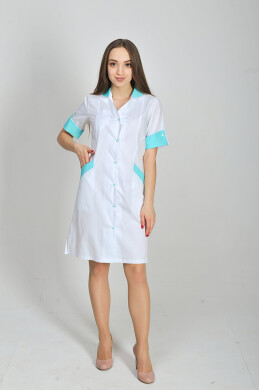 Magnolia dressing gown. COTTON. White + menthol (trim) (544778) Magnolia dressing gown. COTTON. White + menthol (trim) (544778) фото 2
