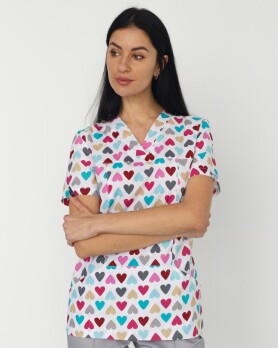 Medical Women's Shirt Topaz Print Hearts White 126-484-705 (6613534) Medical Women's Shirt Topaz Print Hearts White 126-484-705 (6613534) фото 7